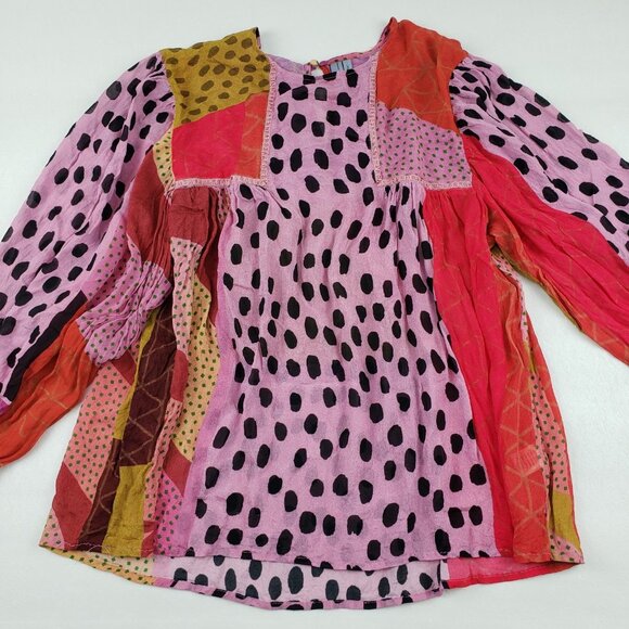 Blank London Miranda Peasant Blouse Womens Large Pink Anthropologie Boho Top - Picture 3 of 16